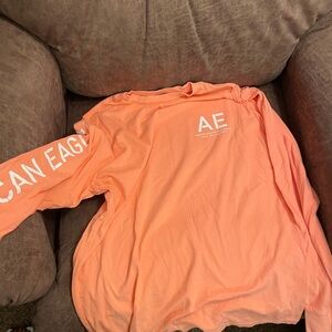 American Eagle Coral Long Sleeve Shirt